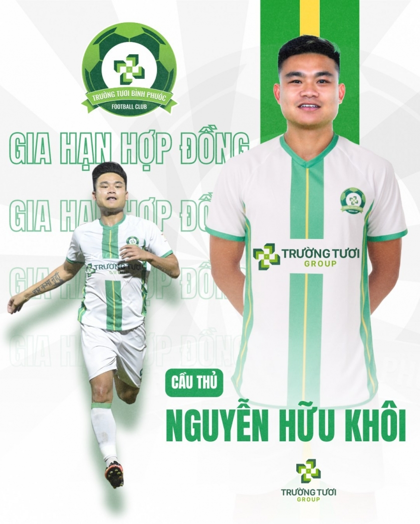 Cựu tuyển thủ U23 Việt Nam Nguyễn Hữu Khôi tiếp tục gắn bó với CLB Bình Phước