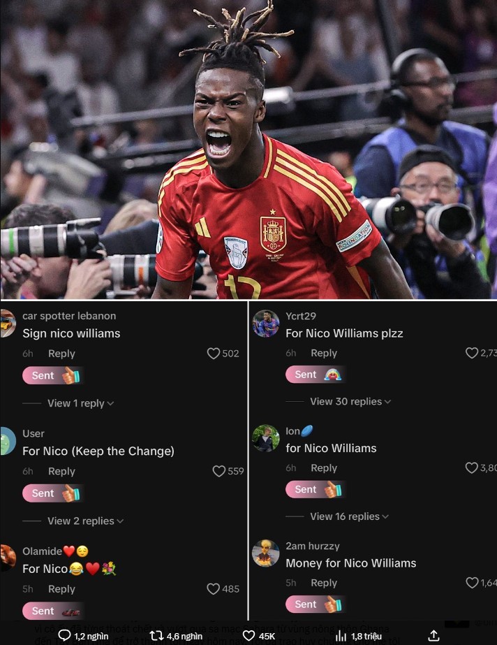 Người hâm mộ Barcelona chung tay gây quỹ hỗ trợ chuyển nhượng tiền đạo Nico Williams