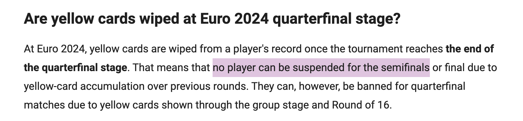 Thẻ vàng tại EURO 2024: Sẽ không có cầu thủ nào bị treo giò ở bán kết vì tích lũy