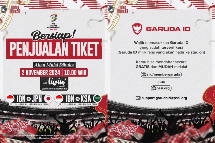 LĐBĐ Indonesia Mở Bán Vé Trận Đấu Giao Hữu Với Nhật Bản và Ả Rập Xê Út