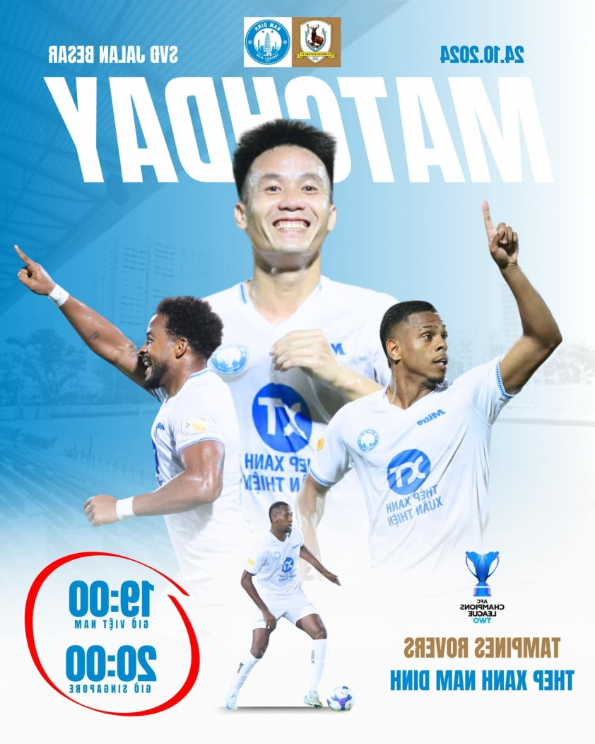 Nam Định chia điểm kịch tính trên sân Tampines Rovers tại AFC Champions League Two