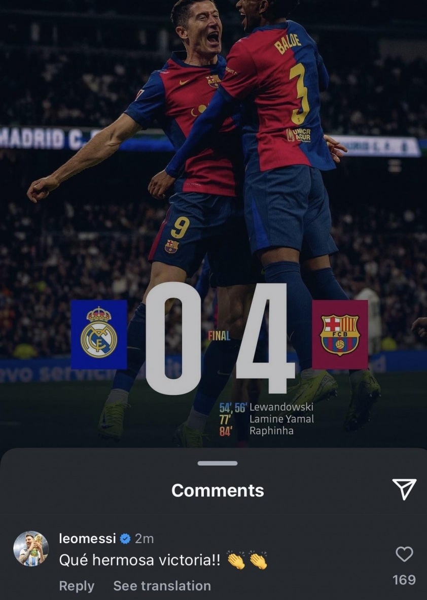 Siêu sao Lionel Messi chúc mừng Barcelona sau màn hủy diệt kinh điển