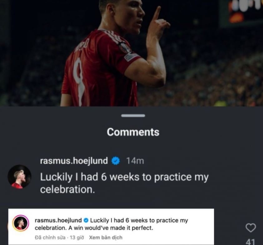 Động thái ăn mừng của Hojlund sau trận hòa của Man United gây tranh cãi