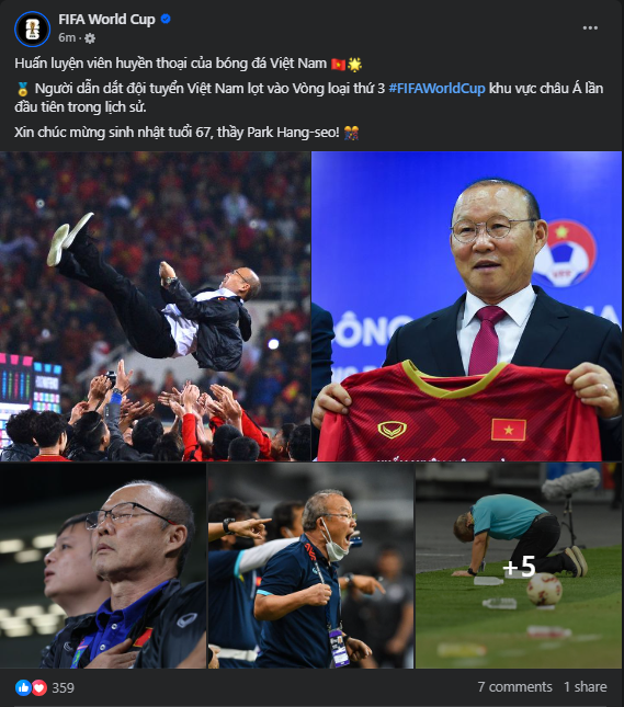 FIFA trân trọng mừng sinh nhật HLV Park Hang Seo, vinh danh những khoảnh khắc huyền thoại