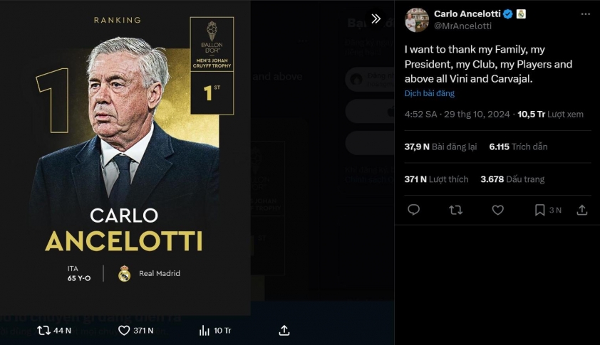Carlo Ancelotti vinh danh Vinicius và Carvajal, lên án cáo buộc phân biệt chủng tộc