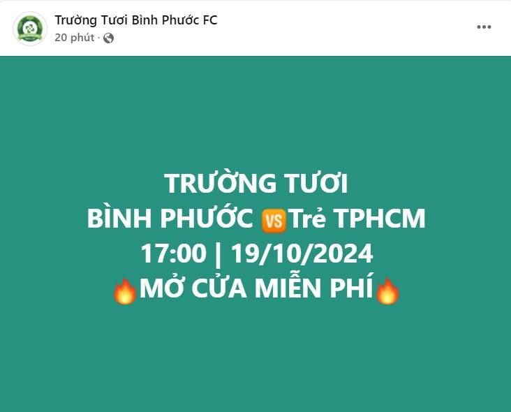 CLB Trường Tươi Bình Phước Mở Cửa Tự Do Cho Khán Giả, Đón Đón Trận Khai Mạc Cúp Quốc Gia