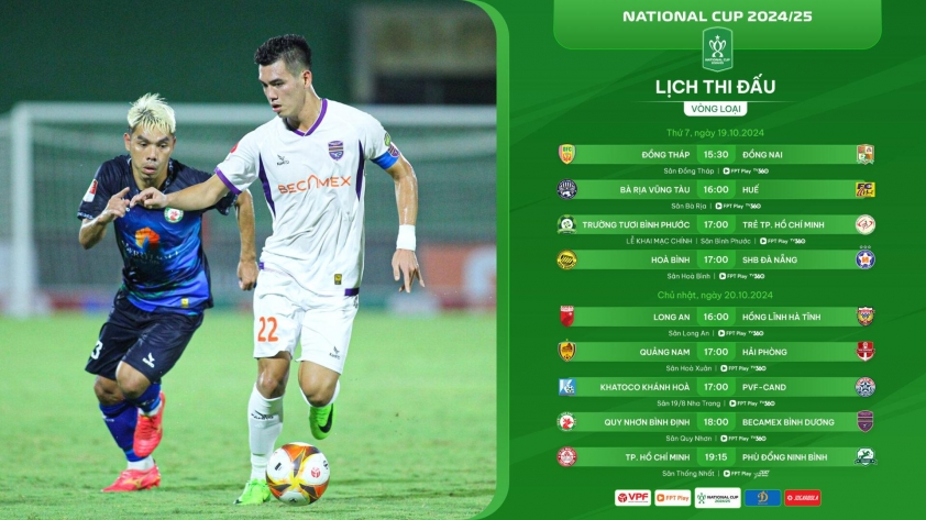 Vòng loại Cúp Quốc gia 2024/25 khởi tranh với loạt trận hấp dẫn