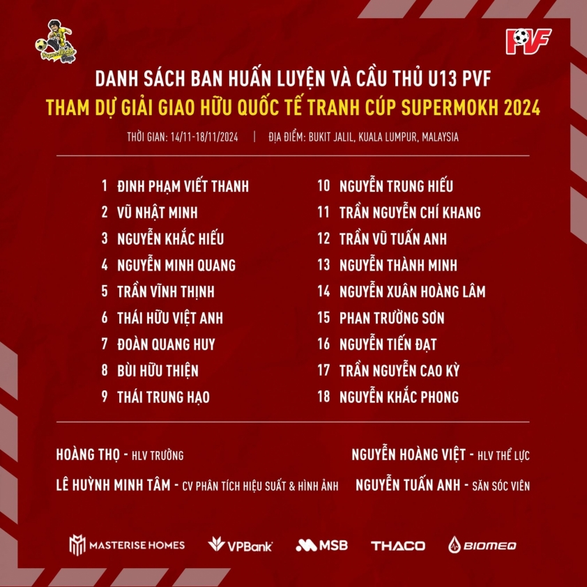 U13 PVF sẵn sàng chinh chiến tại Giải vô địch SuperMokh Cup tại Malaysia