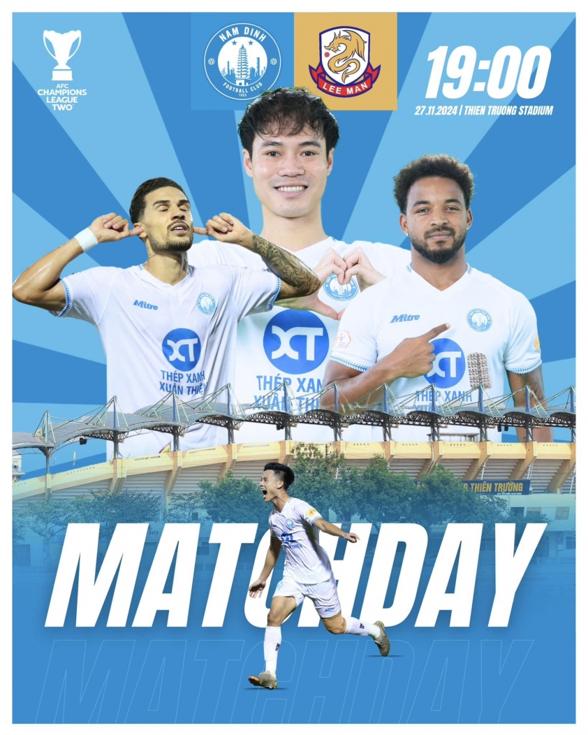 Nam Định Ca Khải Hoan Trước Lee Man, Sớm Giành Vé Vào Vòng Trong AFC Champions League Two
