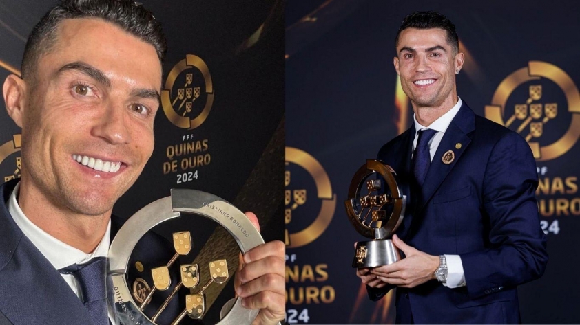 Siêu sao Cristiano Ronaldo vinh dự nhận giải thưởng Platinum Quinas cao quý của bóng đá Bồ Đào Nha