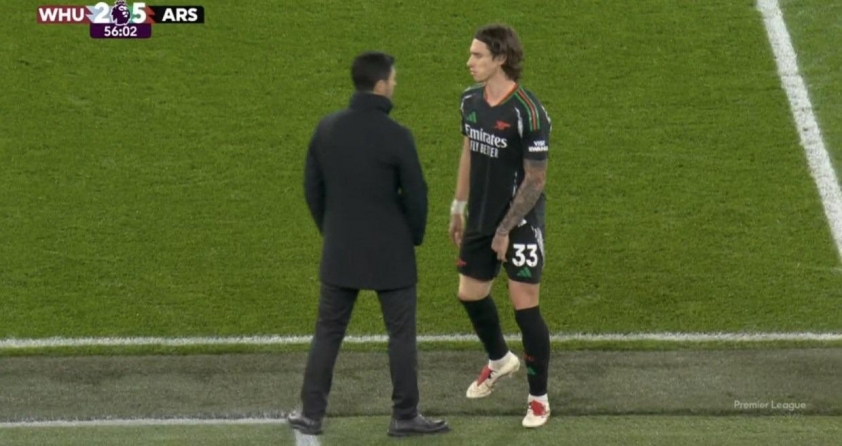 Nỗi lo lực lượng của Arsenal tăng cao khi Riccardo Calafiori gặp chấn thương