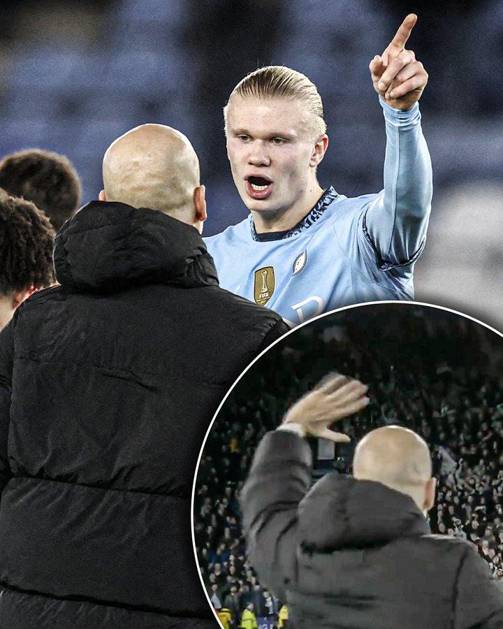 Haaland đề nghị Pep Guardiola ăn mừng với người hâm mộ sau chiến thắng của Man City