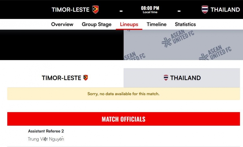 Trọng tài Việt Nam tham gia điều khiển trận mở màn AFF Cup 2024 giữa Thái Lan vs Đông Timor