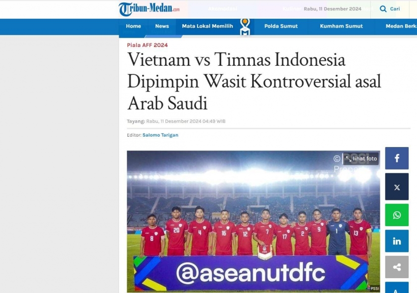 Trọng tài bắt chính trận ĐT Việt Nam vs Indonesia tại AFF Cup 2024 gây tranh cãi