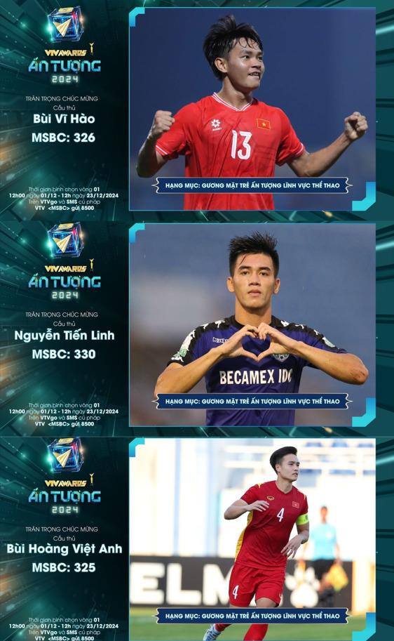 Bộ ba sao trẻ bóng đá Việt Nam tranh tài tại VTV Awards 2024