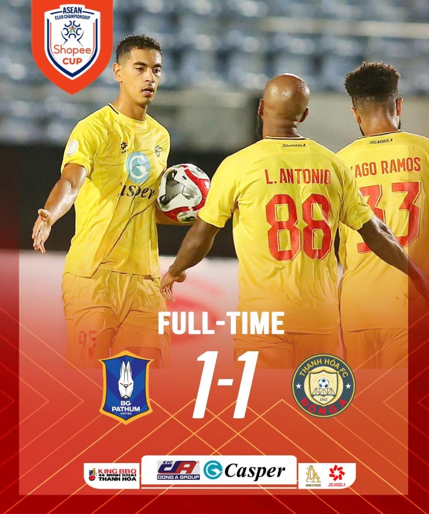 Thanh Hóa cầm hòa đại gia Thái Lan BG Pathum United 1-1 ngay trên đất khách