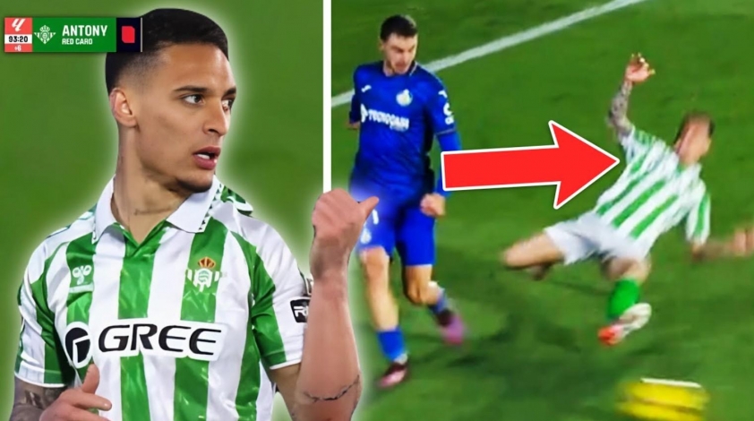 Antony nhận thẻ đỏ trực tiếp, Betis mất trụ cột trong trận đấu với Real Madrid