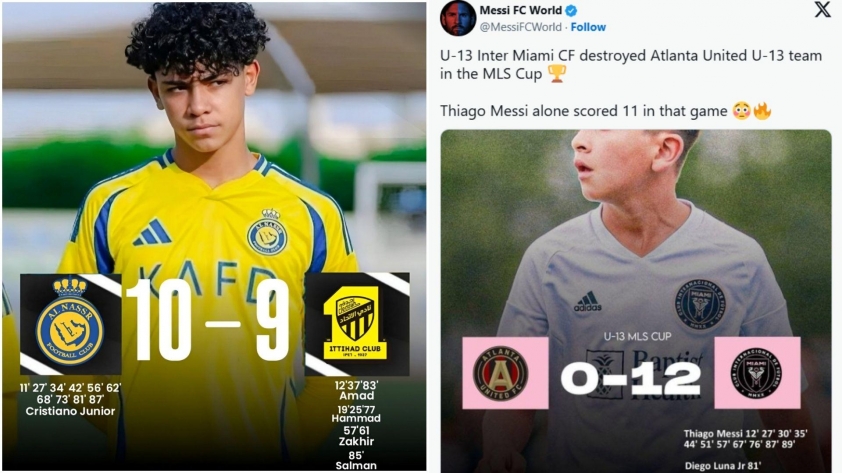 Sự thật về thông tin Thiago Messi ghi 11 bàn thắng trong một trận đấu