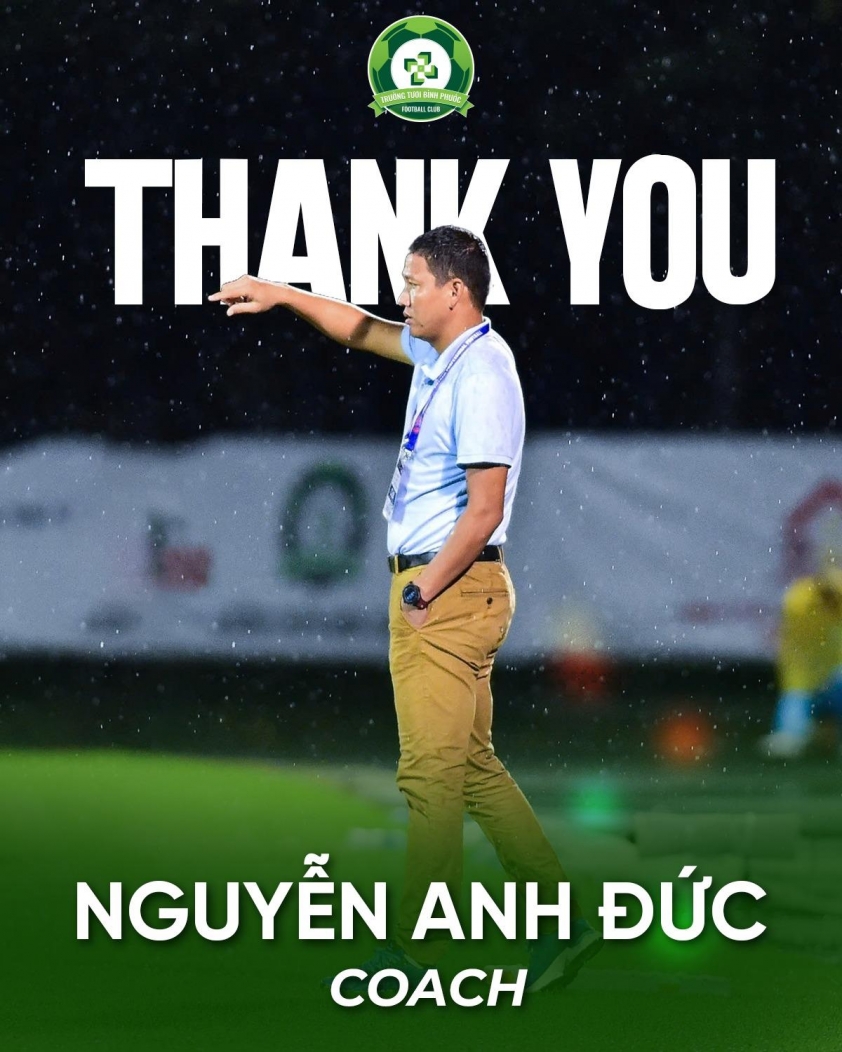 HLV Nguyễn Anh Đức bất ngờ chia tay CLB Bình Phước giữa mùa giải