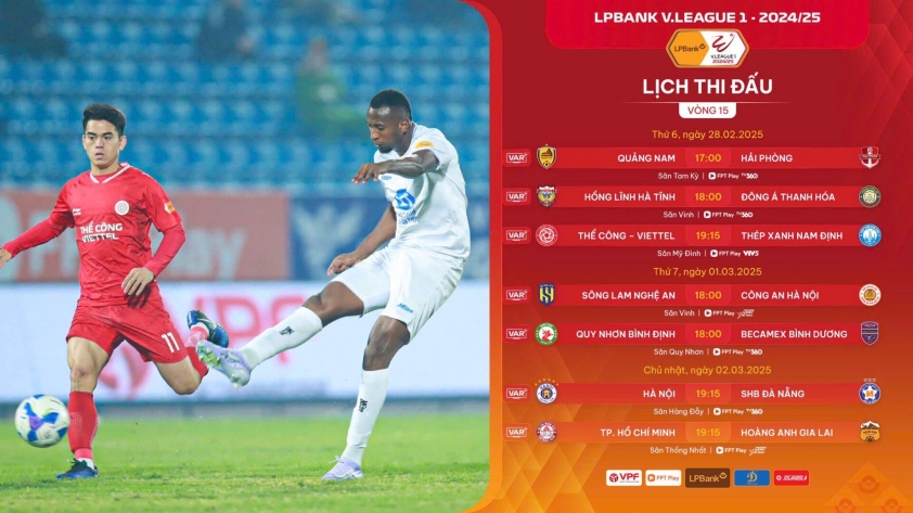Vòng 15 V-League 2024/25: Đại chiến Viettel - Nam Định và những cuộc đối đầu hấp dẫn