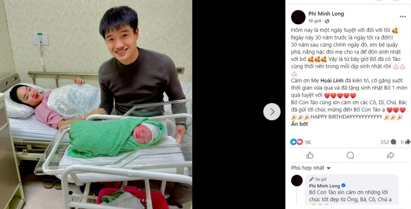 Thủ môn Phí Minh Long đón sinh nhật đặc biệt bên gia đình nhỏ