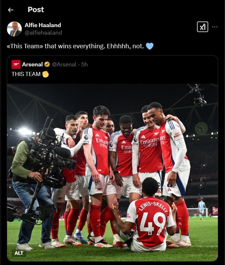 Phản ứng gay gắt của cha Erling Haaland sau trận thua 1-5 của Man City trước Arsenal