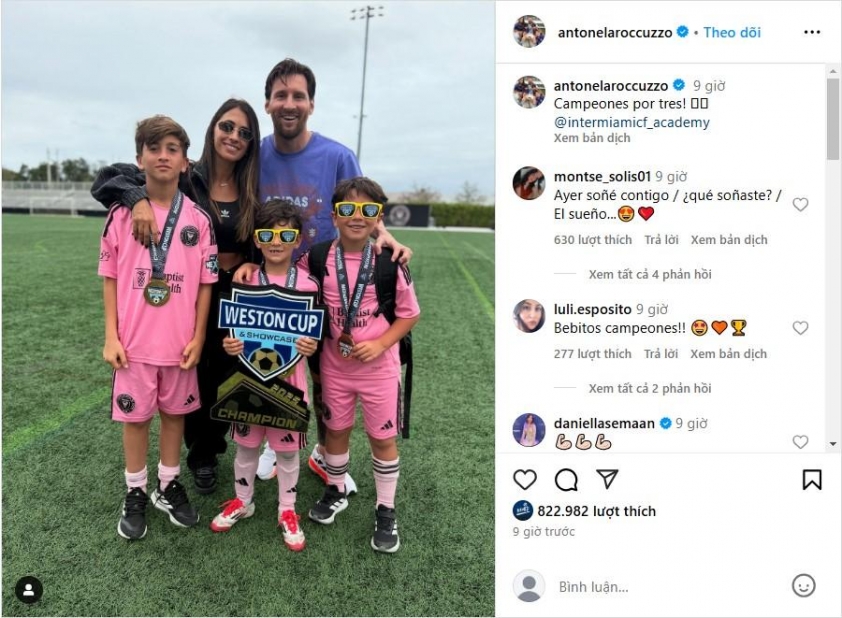 Ba cậu con trai Messi vô địch Weston Cup cùng Inter Miami
