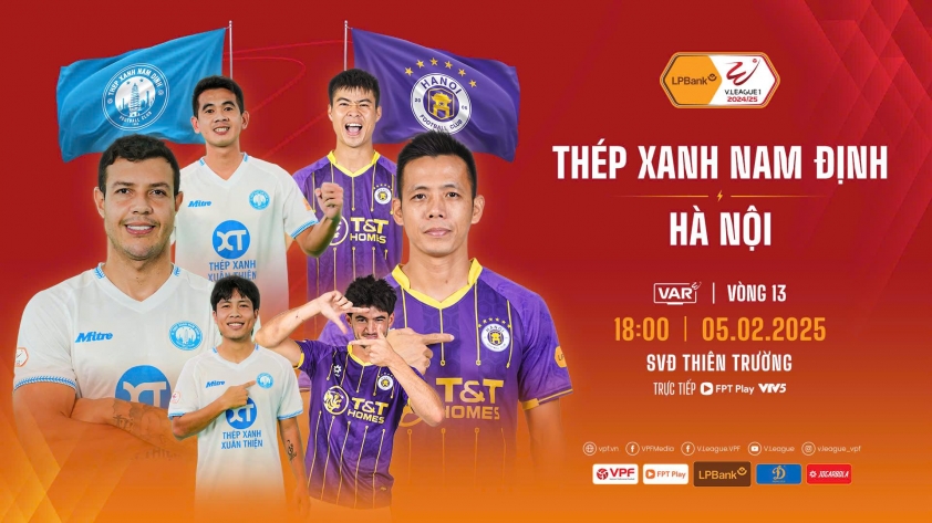 Siêu kinh điển khai xuân: Nam Định vs Hà Nội FC – Trận đấu hứa hẹn kịch tính tại vòng 13 V-League 2024/25
