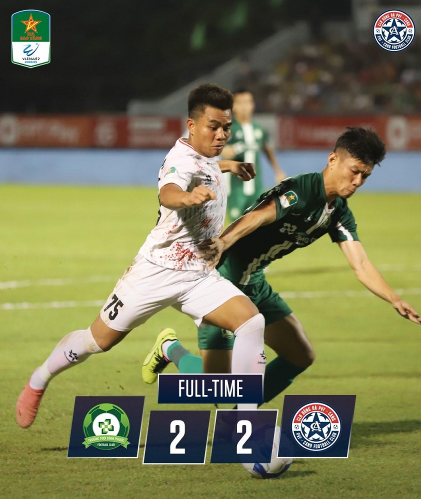 PVF-CAND hòa 2-2 trước Trường Tươi Bình Phước: Buông chiến thắng ở giải hạng Nhất