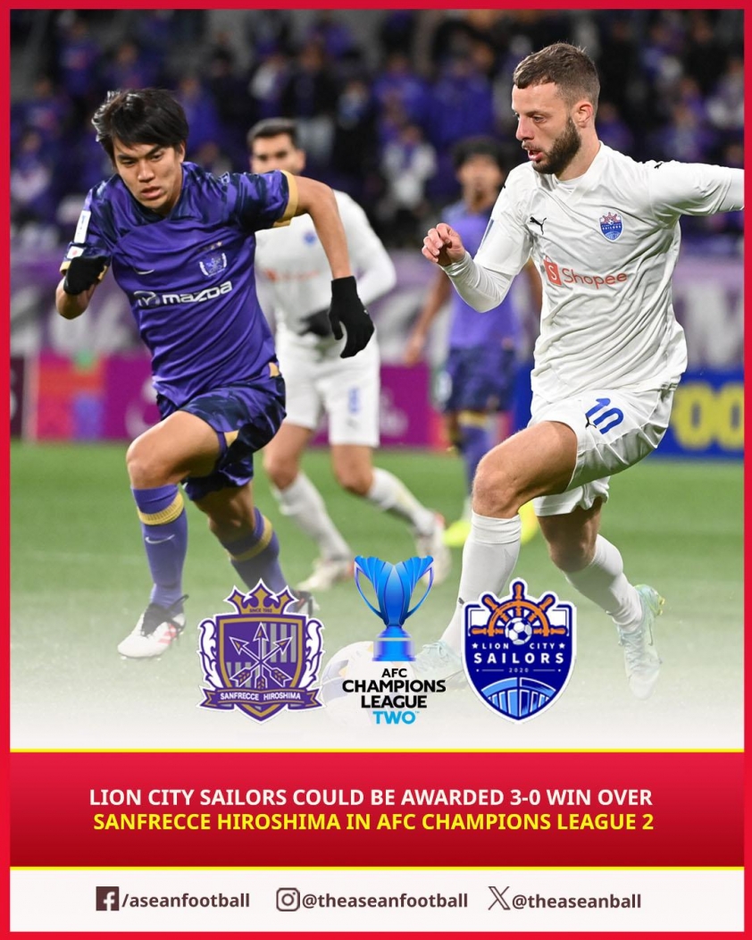 Sanfrecce Hiroshima đối mặt án phạt nặng, có thể bị xử thua 0-3 trước Lion City Sailors