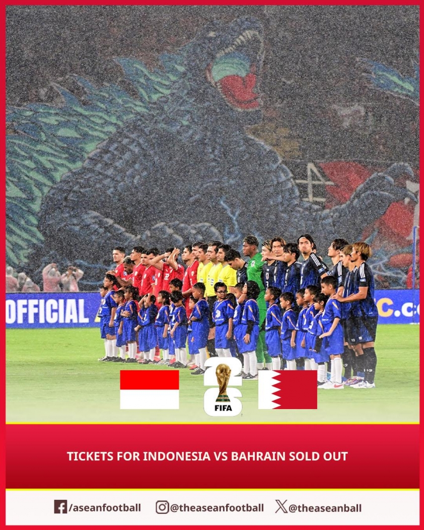 Vé xem trận Indonesia vs Bahrain tại Vòng loại World Cup 2026 bán sạch chỉ trong 1 ngày