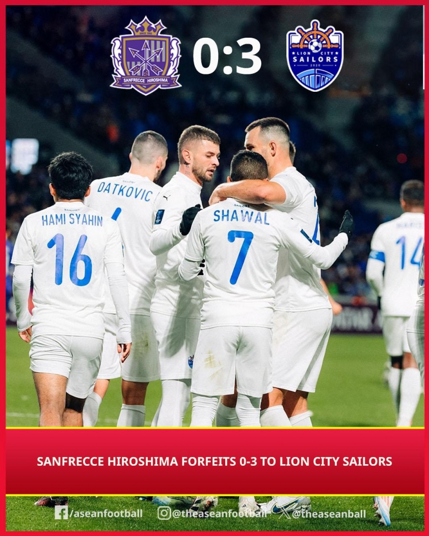 AFC Xử Thua Sanfrecce Hiroshima, Lion City Sailors Được Thắng 3-0