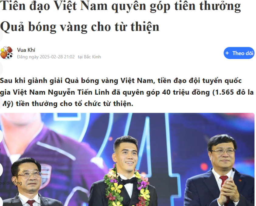 Tiền đạo Tiến Linh: Quả bóng Vàng và tấm lòng vàng