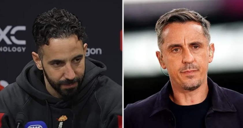 HLV Ruben Amorim phản pháo Gary Neville sau chỉ trích trận derby Manchester tẻ nhạt