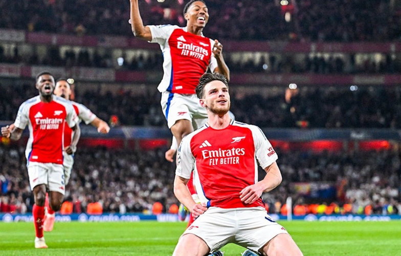 Declan Rice: Siêu phẩm đá phạt đưa Arsenal tiến gần bán kết Champions League