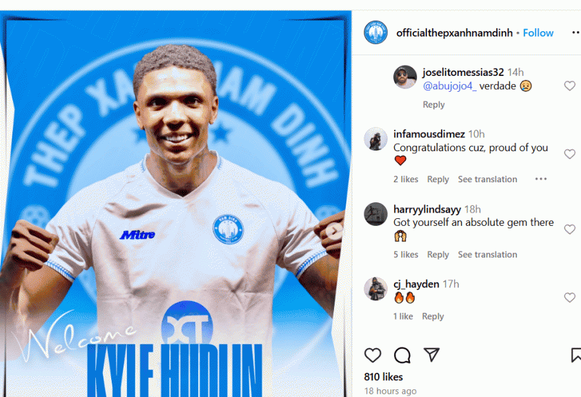 Bom tấn chuyển nhượng: Kyle Hudlin - Tiền đạo cao nhất thế giới gia nhập Thép Xanh Nam Định
