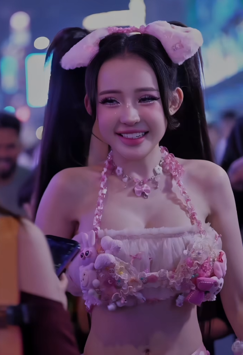 Ngân 98 hóa búp bê giữa trời mưa