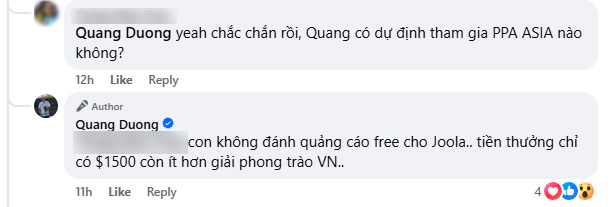Hình ảnh Quang Dương đăng tải trên trang cá nhân