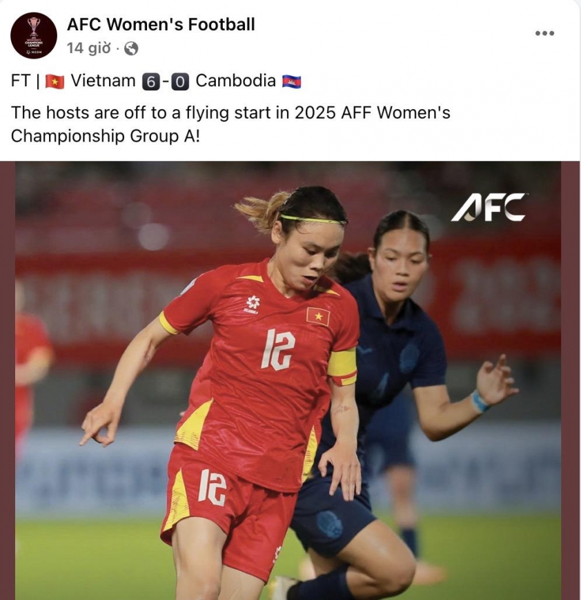 AFC khen ngợi ĐT nữ Việt Nam