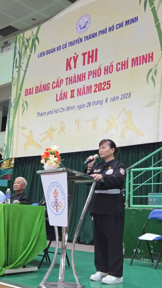 Đại võ sư Hà Thị Yến Oanh phát biểu