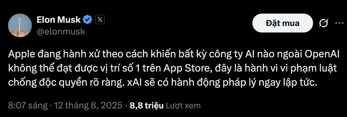 Elon Musk dọa kiện Apple vì 