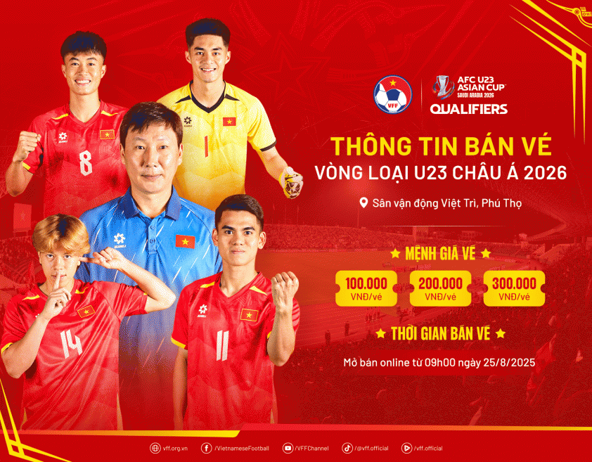 Poster công bố giá vé U23 Việt Nam vòng loại U23 châu Á