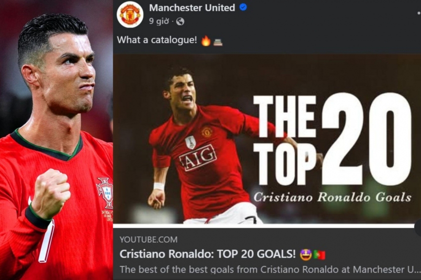 Hình ảnh liên quan đến bài đăng của MU về Ronaldo
