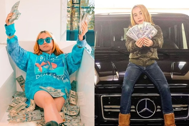 Cô bé Lil Tay lúc còn học tiểu học gây sóng gió mạng xã hội khi khoe tiền
