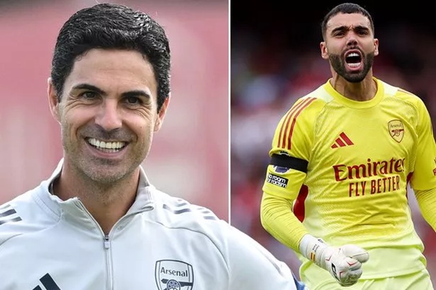 HLV Arteta hài lòng với phong độ của David Raya