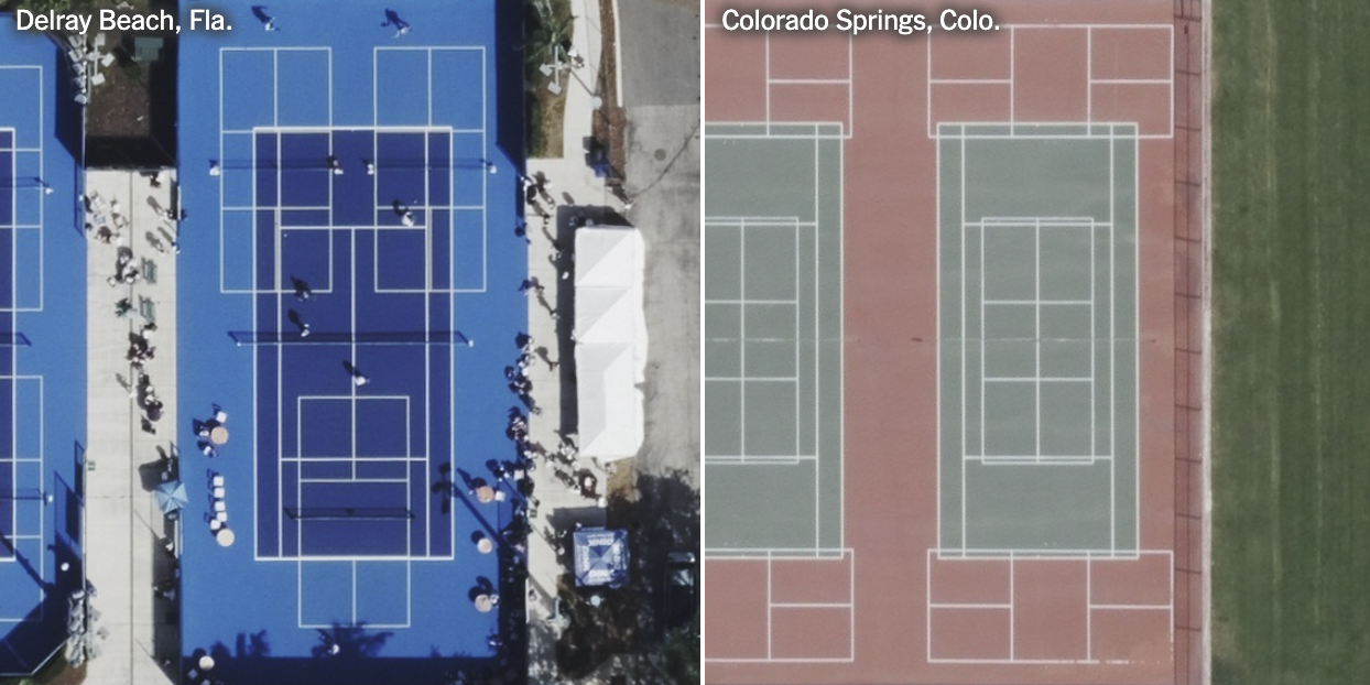 Cảnh chơi pickleball tại Trung tâm Santa Monica