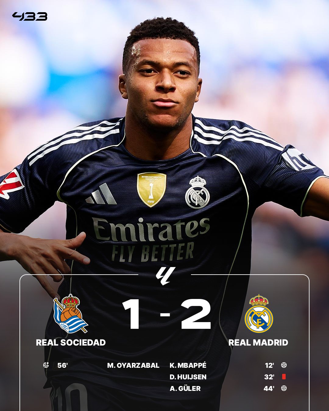 Real Madrid thắng Sociedad với tỷ số sát nút