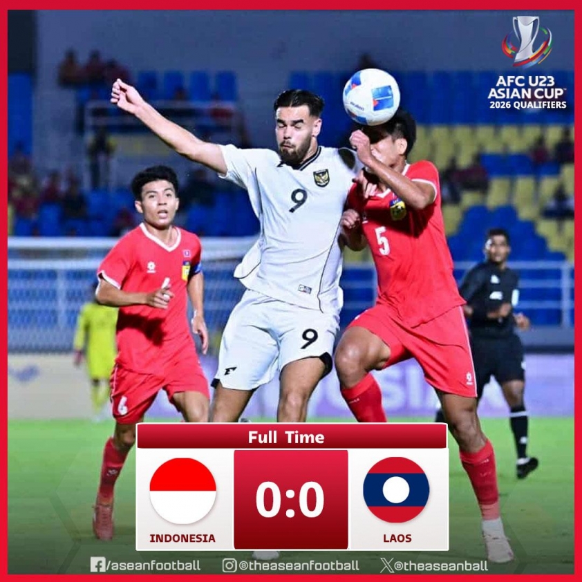 U23 Indonesia rất dễ bị loại sau trận hoà đầy bất ngờ trước Lào U23 Indonesia gặp khó khăn tại vòng loại U23 châu Á 2026