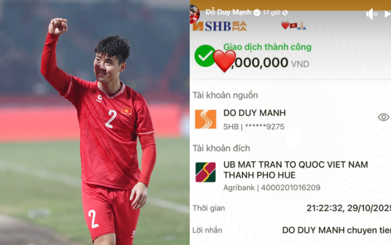 Ấm lòng tình đồng bào: Quang Hải, Duy Mạnh và dàn cầu thủ Việt ủng hộ bà con vùng lũ- Ảnh 2. Tình cảm của Duy Mạnh với đồng bào