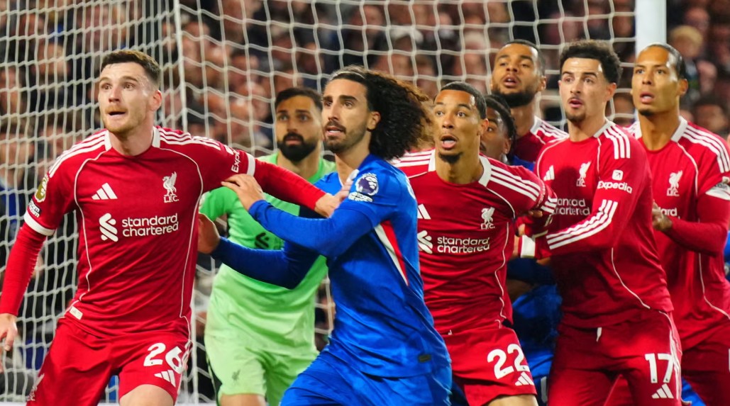 Tình huống cố định Chelsea-Liverpool